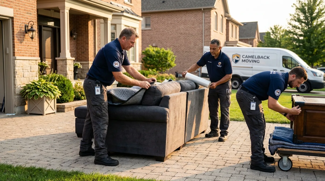 Large estate moving crew wrapping furniture in Point Pleasant Beach, NJ